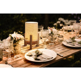 Lampe ackitique "Matilda" 32 cm de haut, en blanc / nature, avec LED intégrée, dimmable avec capteur tactile