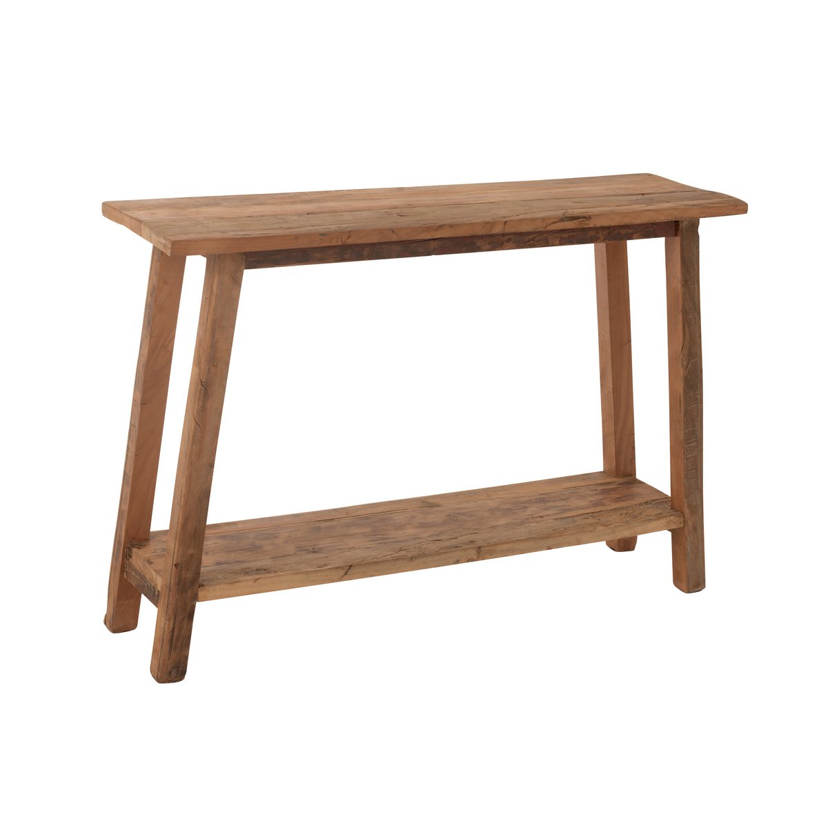 Console J-Line carrée en bois recyclé naturel vue de face