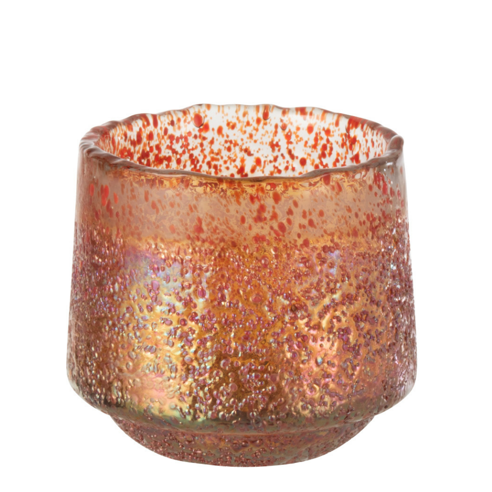 Bougeoir J-Line Dots en verre orange avec détails de motifs