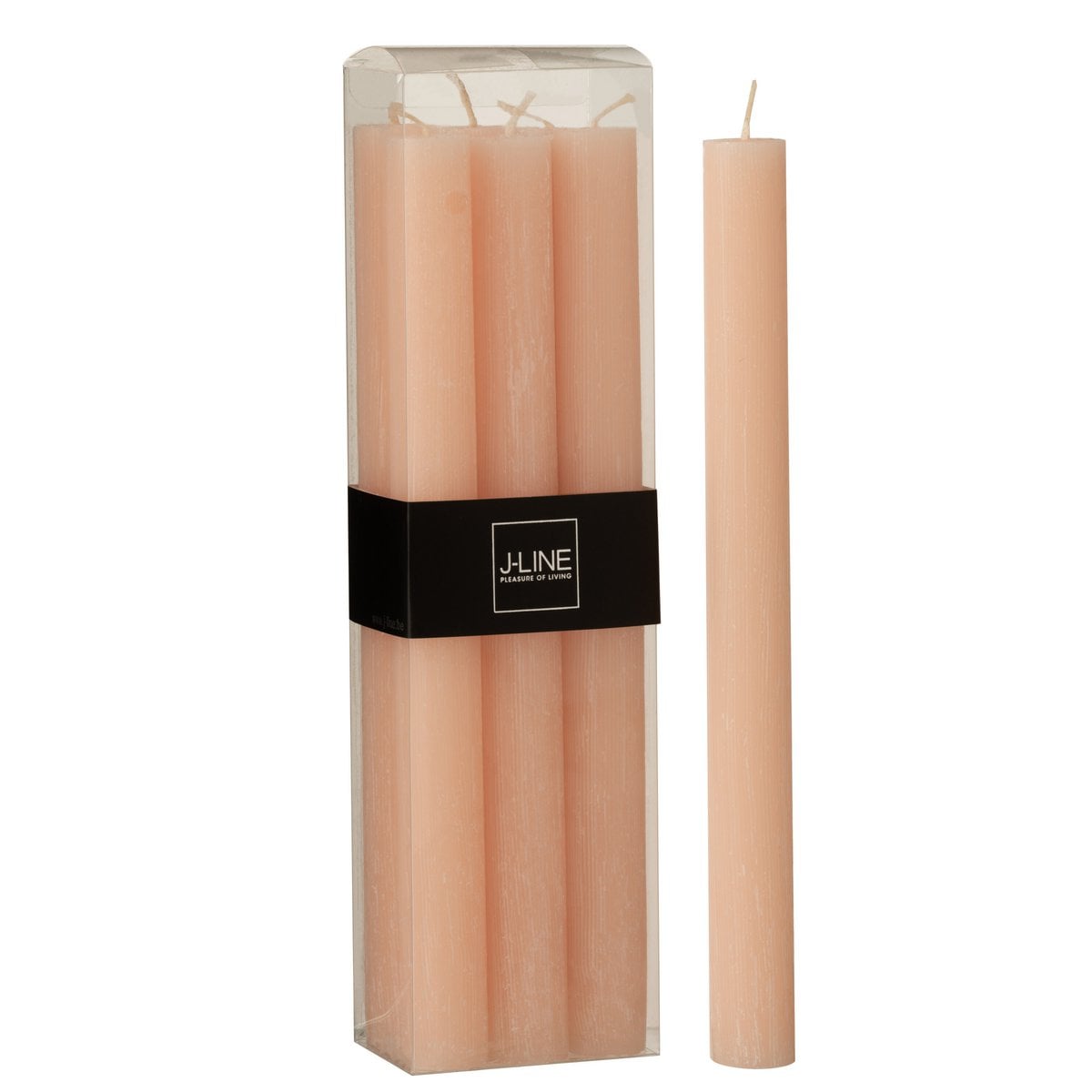 Coffret de 6 bougies de table roses J-Line, vue de face