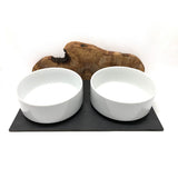 Station d'alimentation MOUNTAIN 2x 1,5 litre bol en porcelaine bois d'olivier