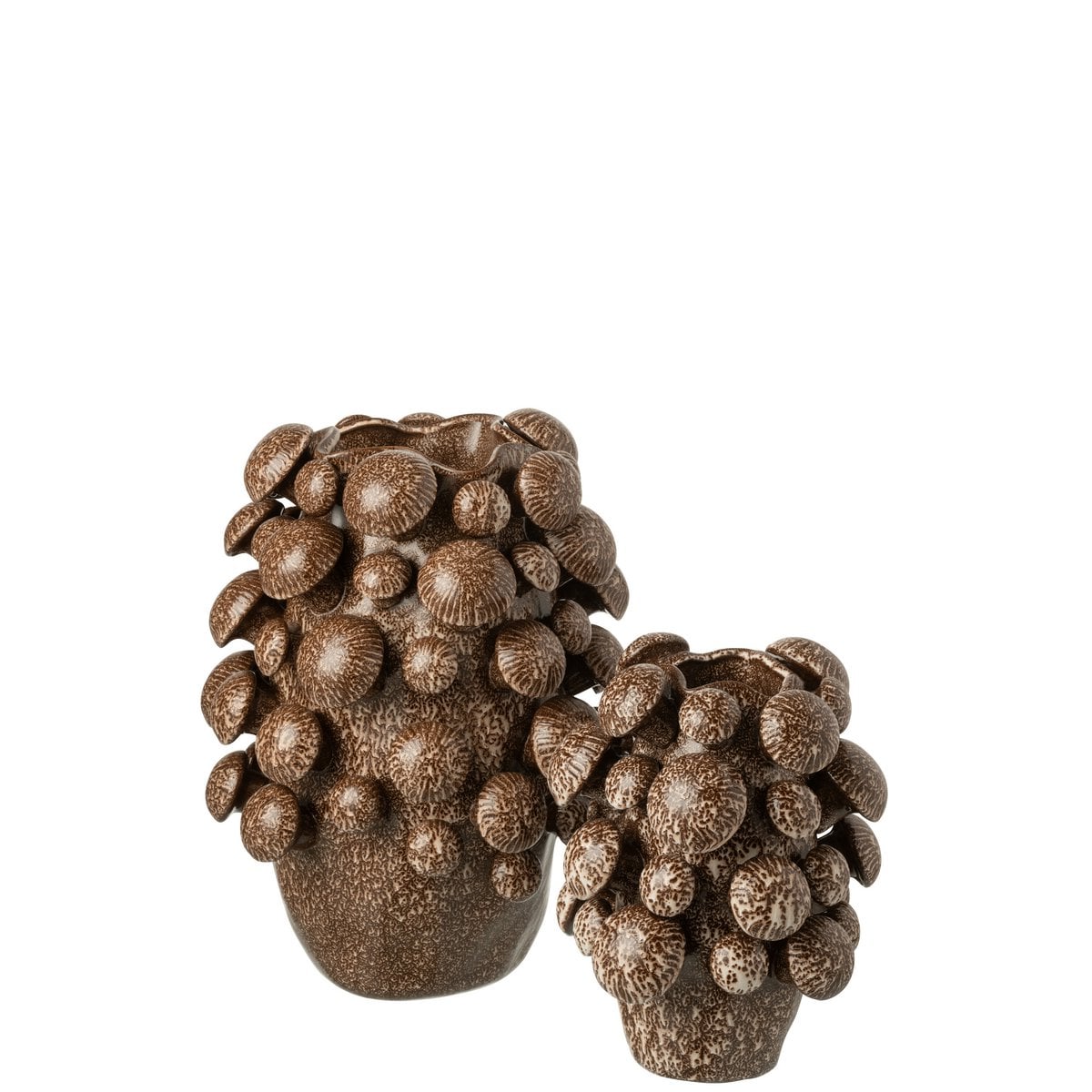 Vase J-Line Fungi en céramique marron, vue de face