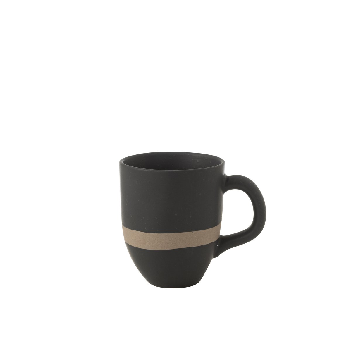 Mug J-Line en céramique taupe et noir, vue de face