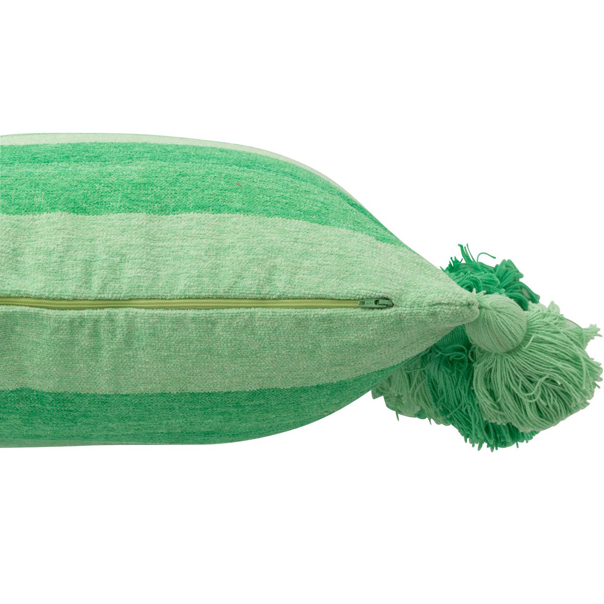Coussin rayé en coton vert de J-Line, élégant et confortable