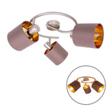 Suspension 3 lampes en métal et tissu marron Maron