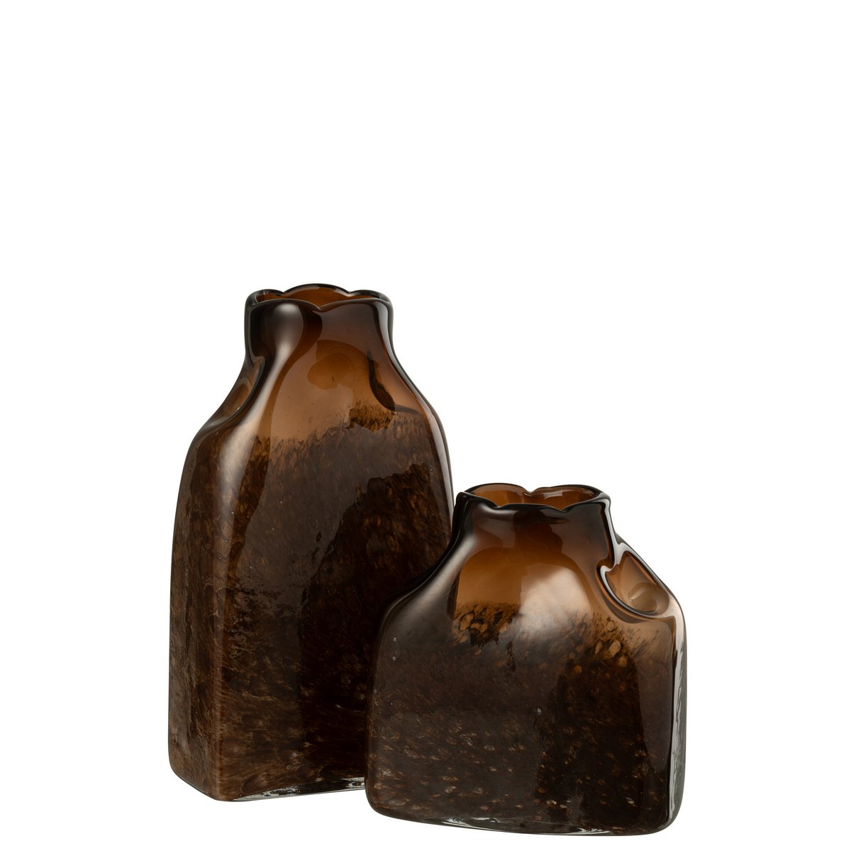 Vase J-Line Rectangle en verre marron foncé, élégant et moderne