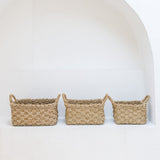 Panier tissé en jonc de mer BATIK (3 tailles) Panier de rangement rectangulaire pour étagères ou pour le linge