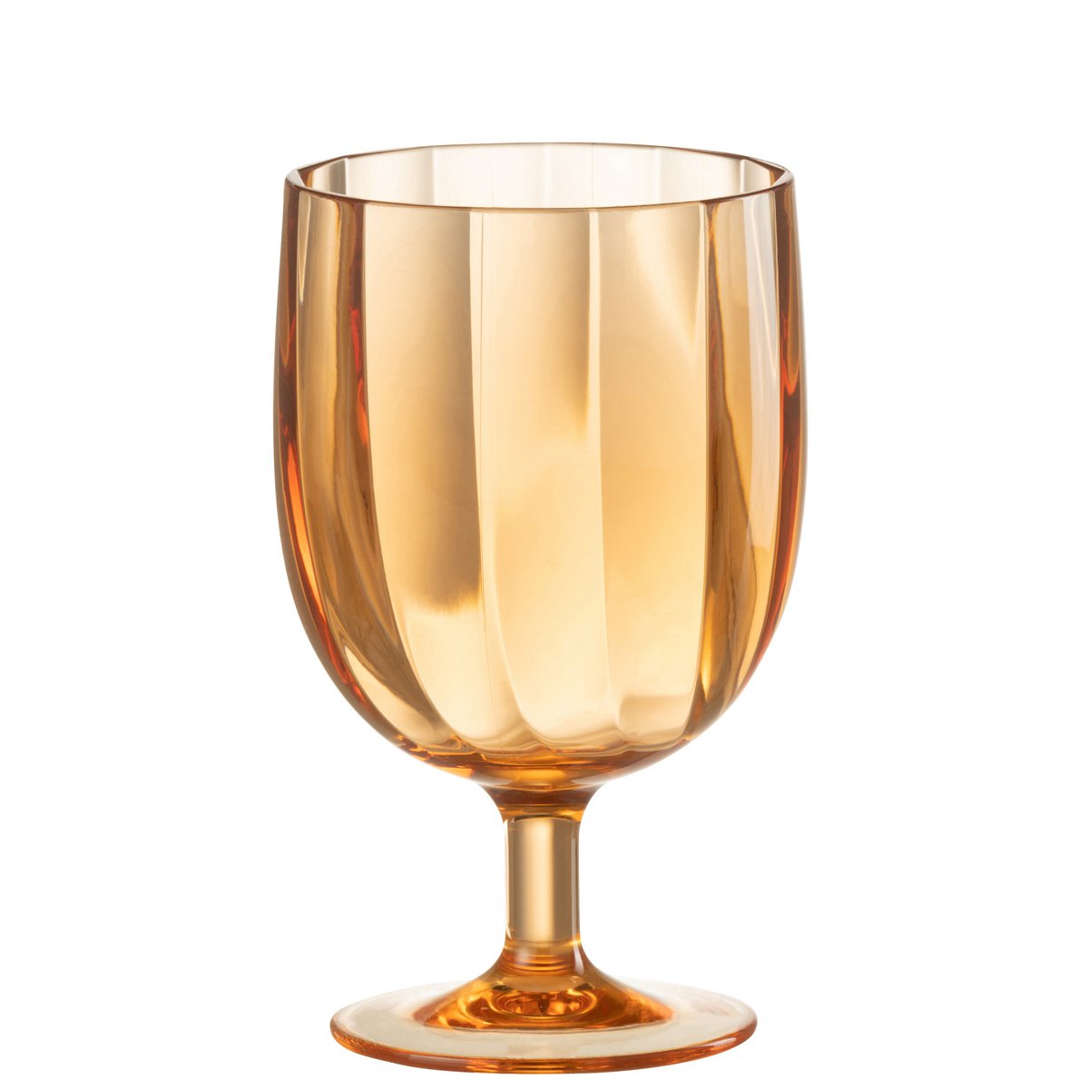 Détail du verre à vin J-Line en plastique orange - design moderne