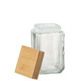 Pot de conservation J-Line Brad en verre avec couvercle en bambou, transparent et naturel
