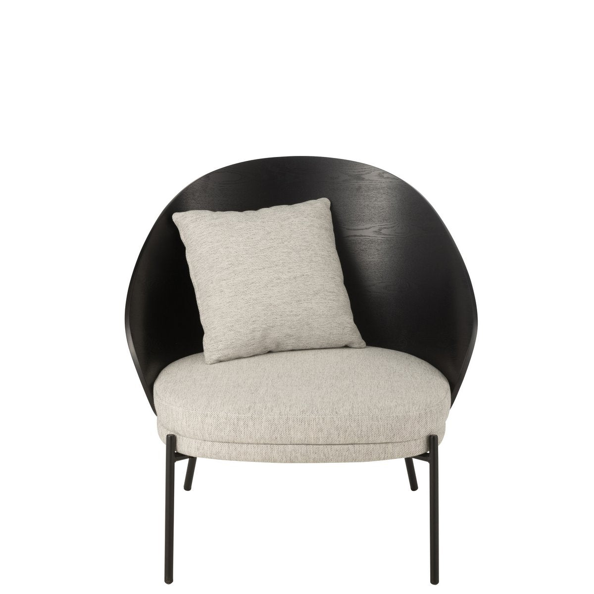 Chaise longue J-Line Lone en bois et métal noir/gris, vue de côté.