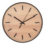 Horloge Murale Camden avec cadre noir et cadran naturel, vue de face