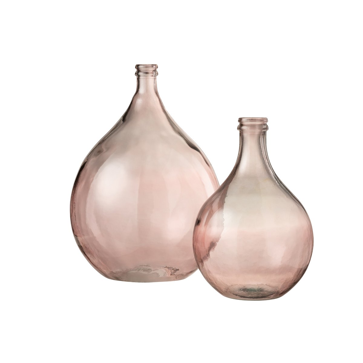 Vase Lisbonne en verre saumon, vue de face avec détails de couleur
