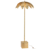 Lampe sur pied Feuilles de Coco dorée en métal, vue de face