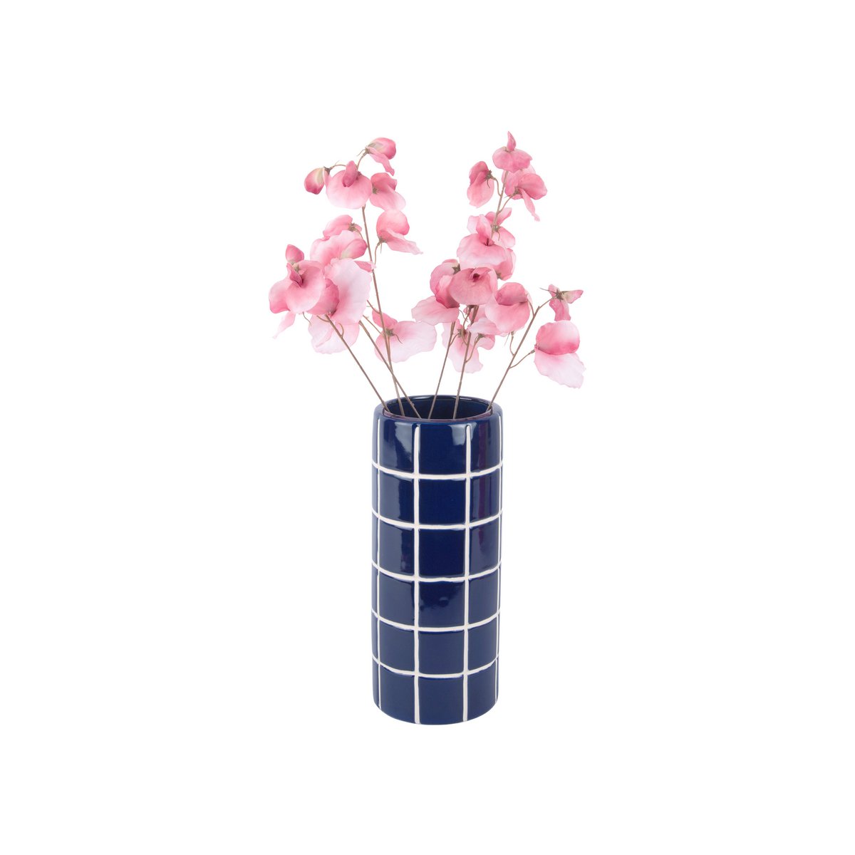 Vue de profil du Vase Retro Tiles Round Medium montrant sa forme cylindrique