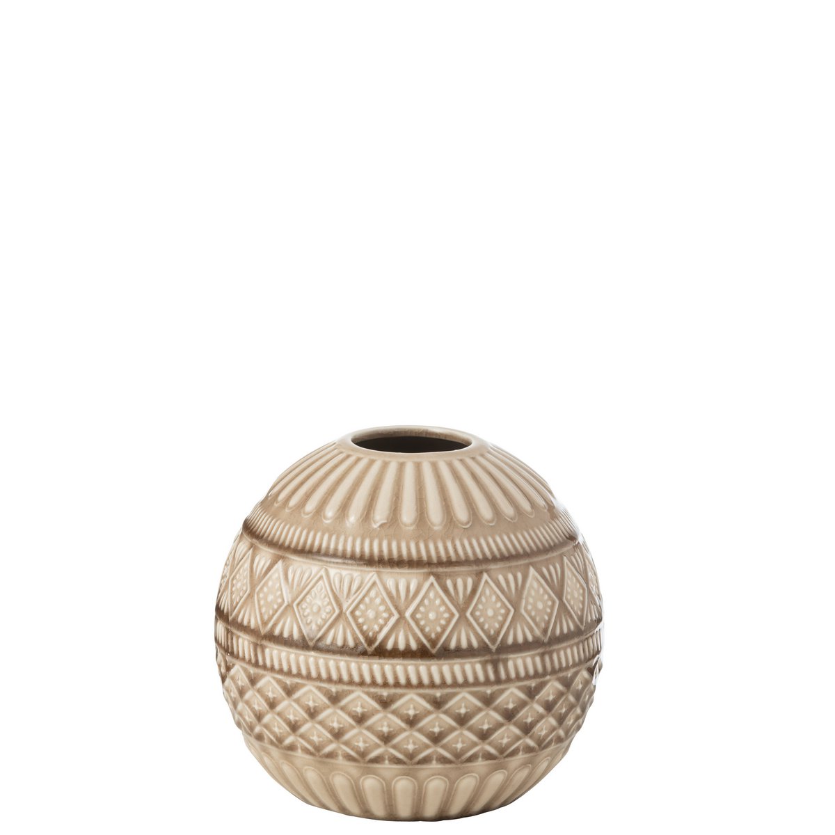 Vase Bol Etnic J-Line en porcelaine beige - mise en scène décorative