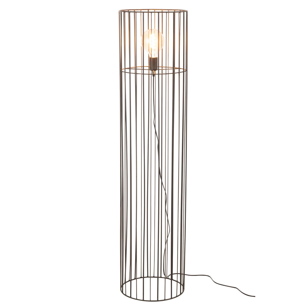Lampe sur pied ronde en métal noir de J-Line, vue de face