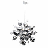 La lampe pendentielle "explosion" chromée en métal et en verre, versions G9, lampe suspendue pour salle à manger, salon, couloir ou bureau, Øca. 65 cm