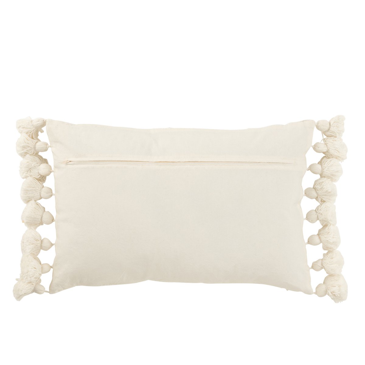 Coussin J-Line Pompon en coton blanc, vue de face