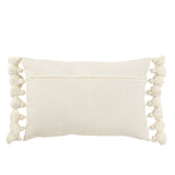 Coussin J-Line Pompon en coton blanc, vue de face