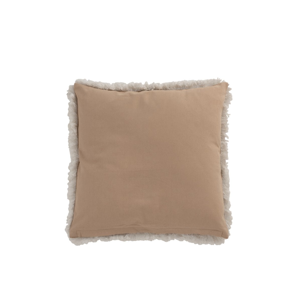 Coussin Miroirs J-Line en jute naturel et blanc, vue de face
