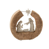 Figurines de Noël J-Line en aluminium et bois, finition argentée, hauteur 34 cm