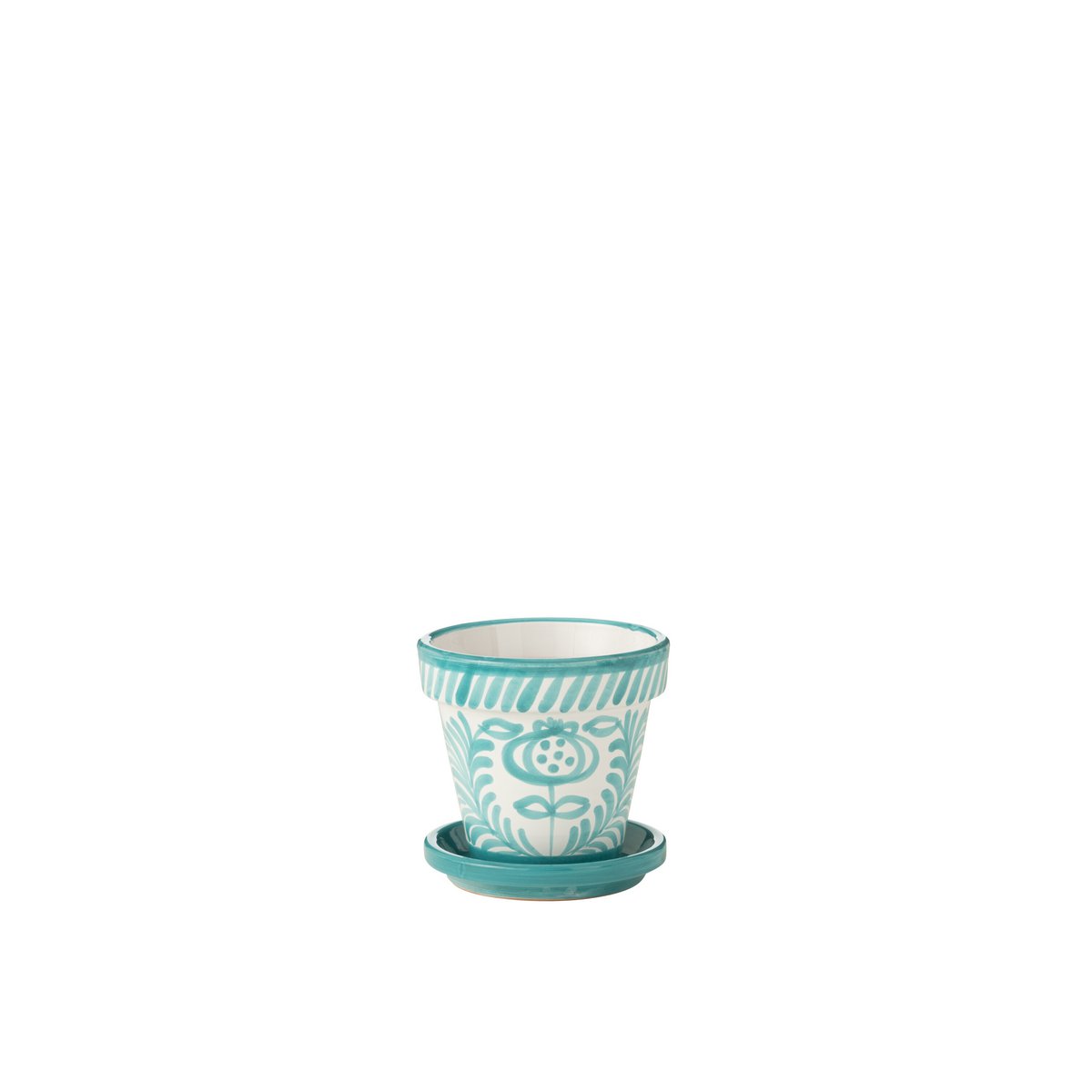 Pot de fleurs J-Line Grenade en céramique aqua, ambiance décorative