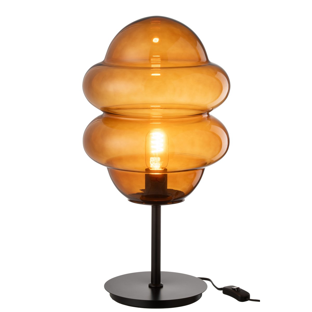 Lampe de table J-Spoon en verre marron, vue de face