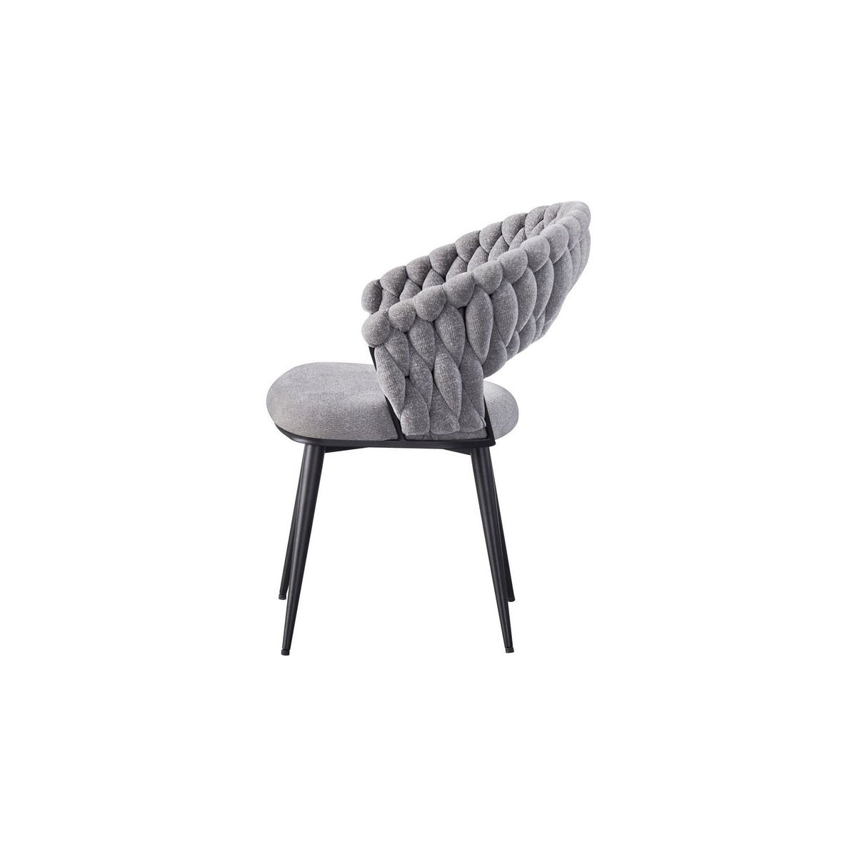 Détail du tissu tressé de la chaise Wave en gris