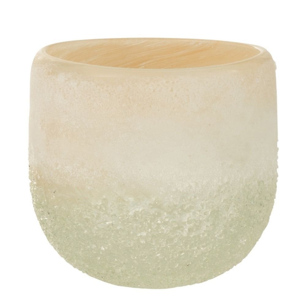 Bougeoir J-Line en verre beige, vue de face