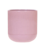 Cache-pot rond côtelé en céramique mauve 9 cm