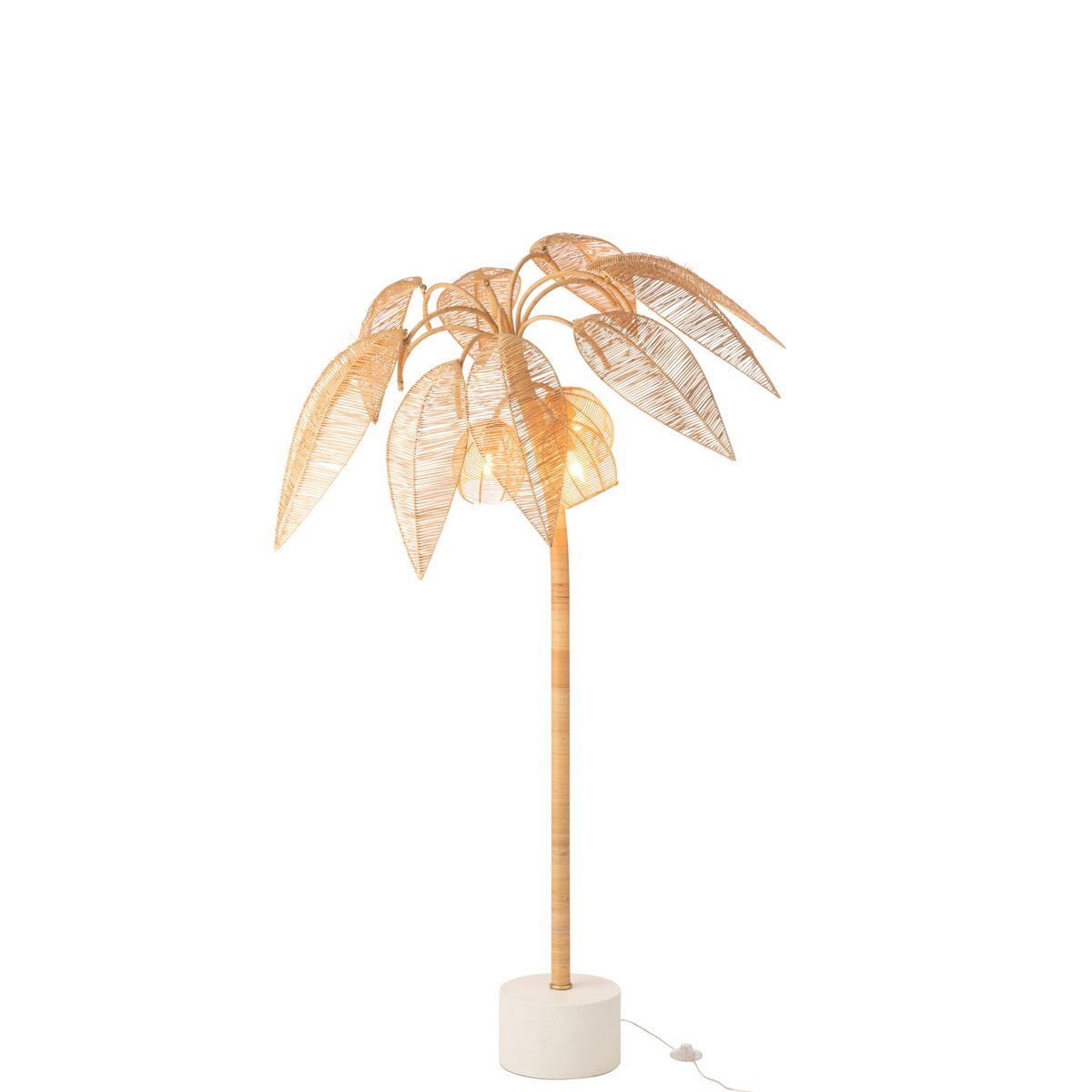 Lampadaire J-Ligne Coconut naturel vue de face, design élégant