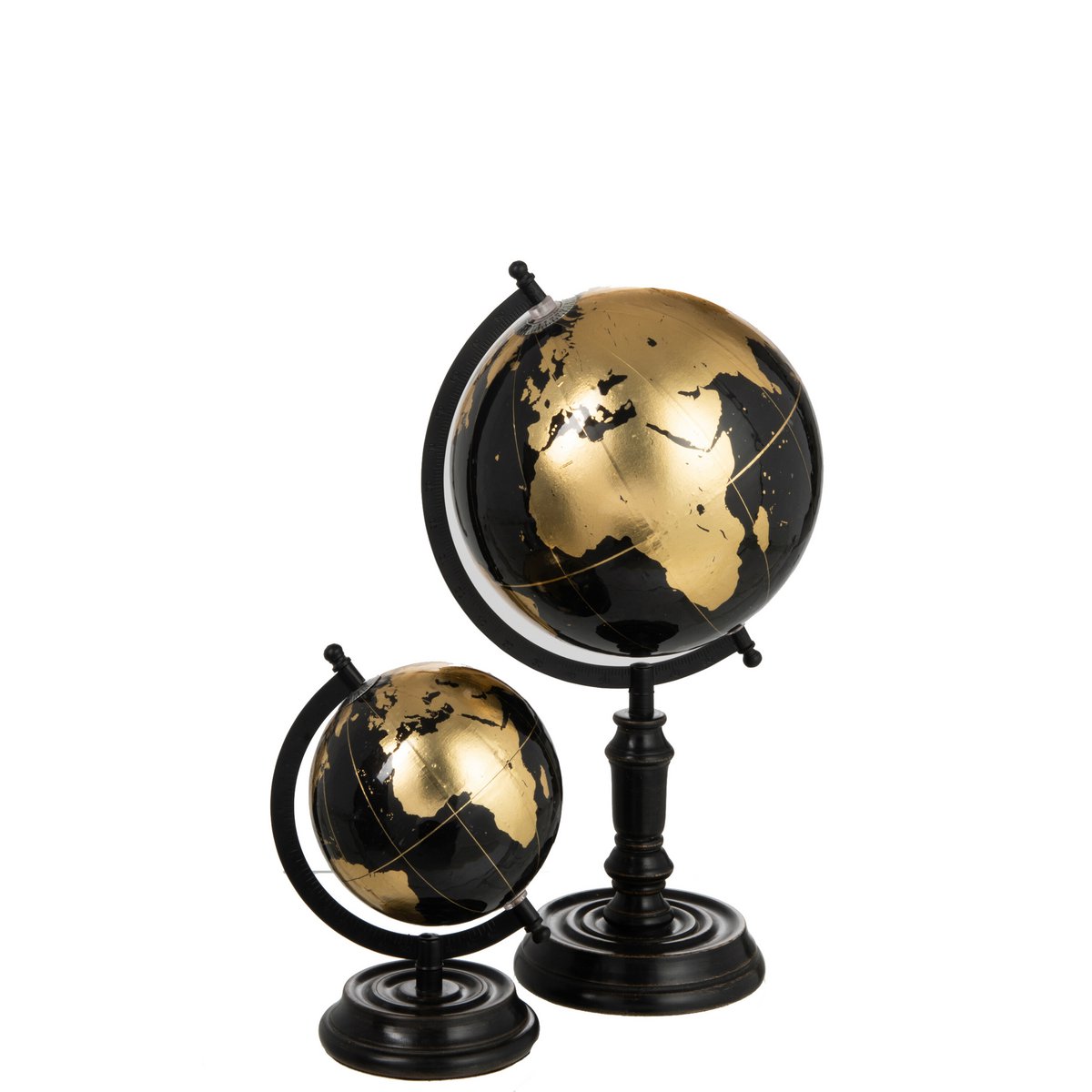 Globe décoratif J-Line sur pied, vue d'ensemble noir et or