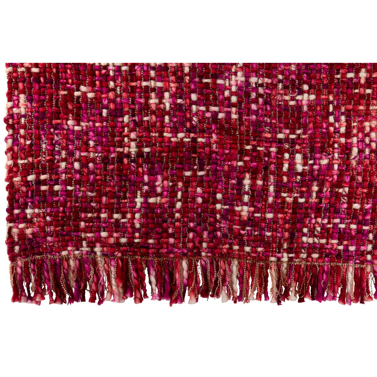 Couverture J-Line Gebreeten en rose foncé, textile doux et élégant.