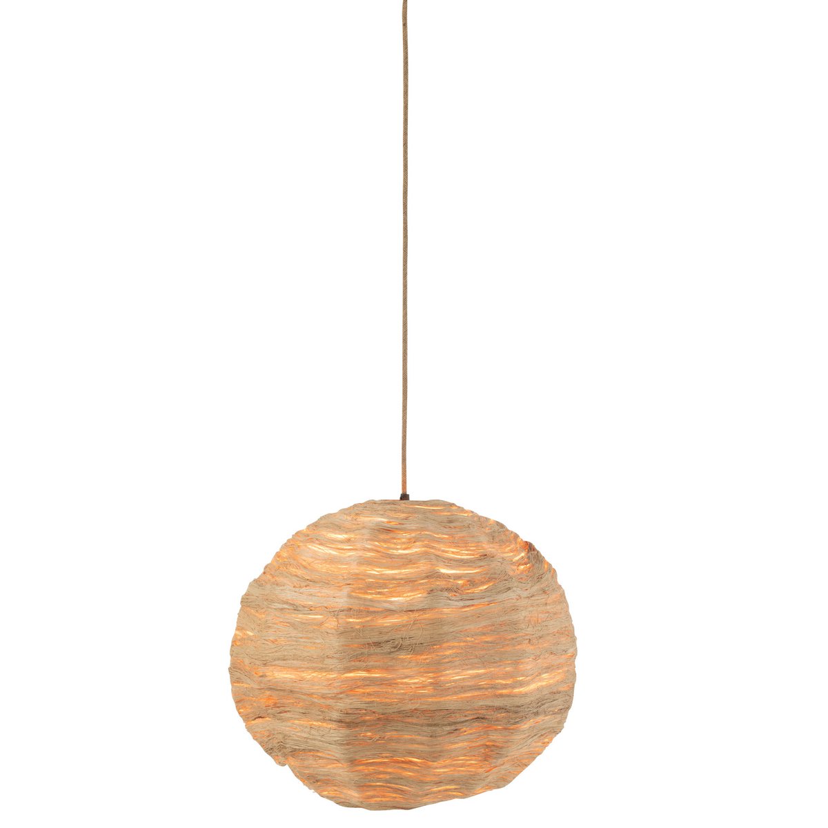 Lampe suspendue J-Line en rotin naturel avec feuilles de bananier