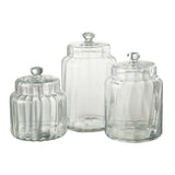 Vue rapprochée du bocal Elia montrant le verre transparent et le design moderne