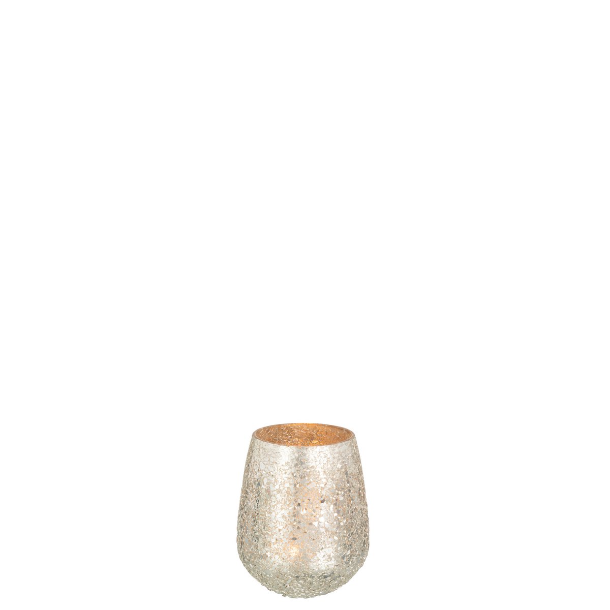 Bougeoir J-Line Glitter en verre doré, vue de face