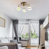 «Varna» à lampe à lampe LED, lampe à plafonnier en métal de couleur en laiton et en verre d'iris, avec des LED fermement intégrées, 42 cm de diamètre, un éclairage élégant pour le salon, la salle à manger ou le couloir