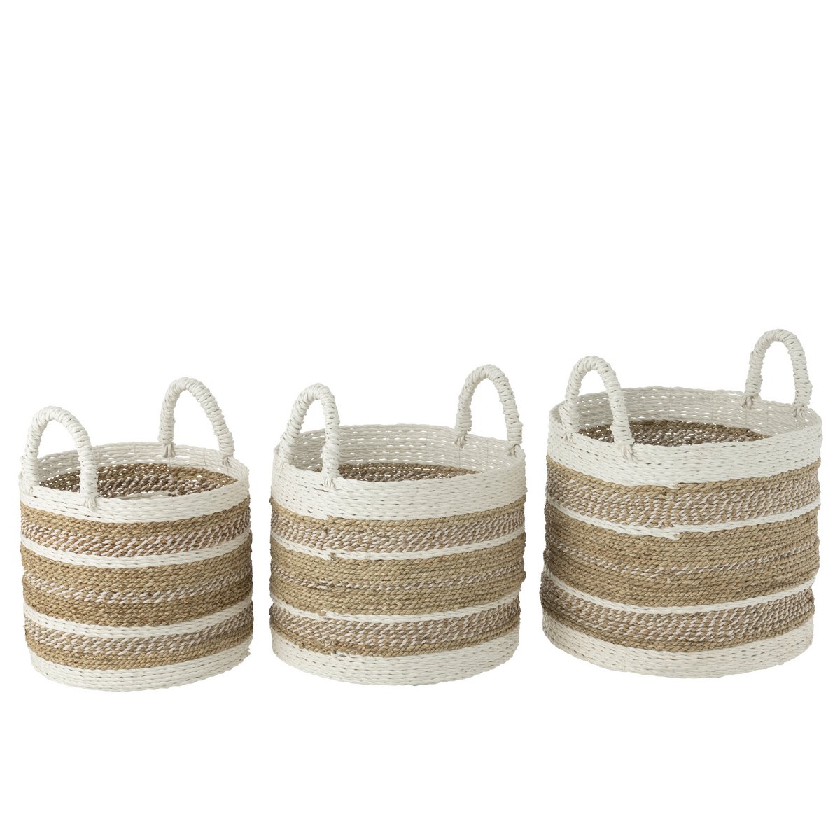 Ensemble de paniers Caro Raffia - Vue de face avec couleur naturelle