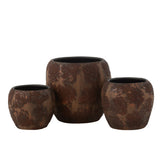 Pot de fleur J-Line Round Terra en céramique marron, vue de face