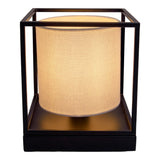 Lampe de table "bêta" blanche en métal avec parapluie de tissu en blanc, avec socket E14, lampe pour le salon, salle à manger, couloir et bureau, 15 x 15 x 17 cm