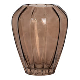 Vase en verre marron élégant avec nervures verticales, vue de face