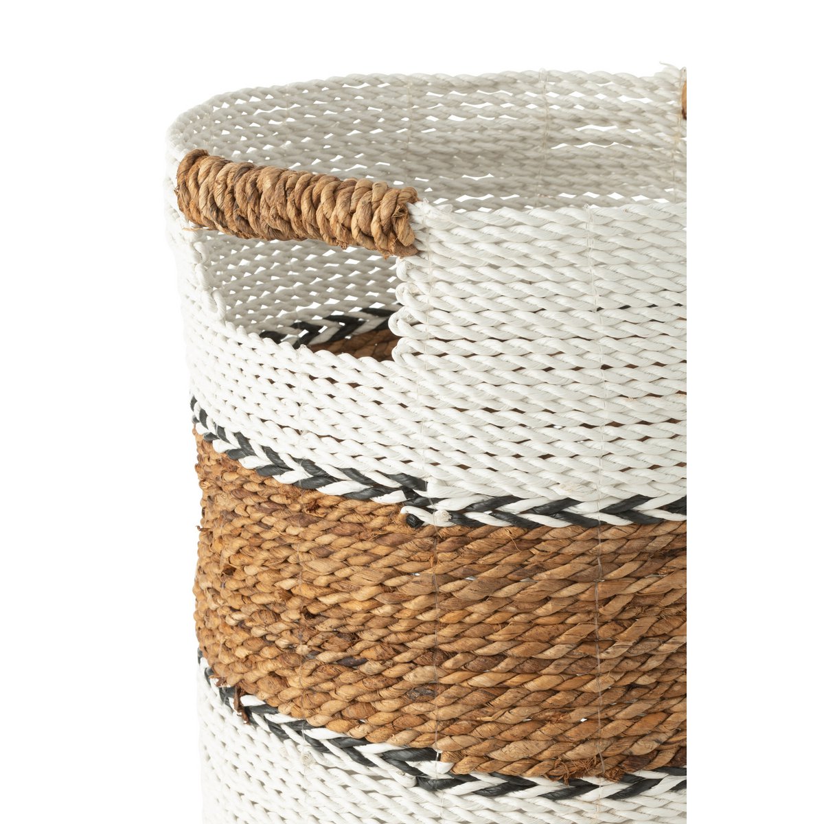 Détail du tissage en raphia des paniers Laura, couleur naturelle
