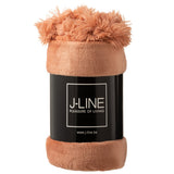 Texture douce du plaid Pompon J-Line pêche