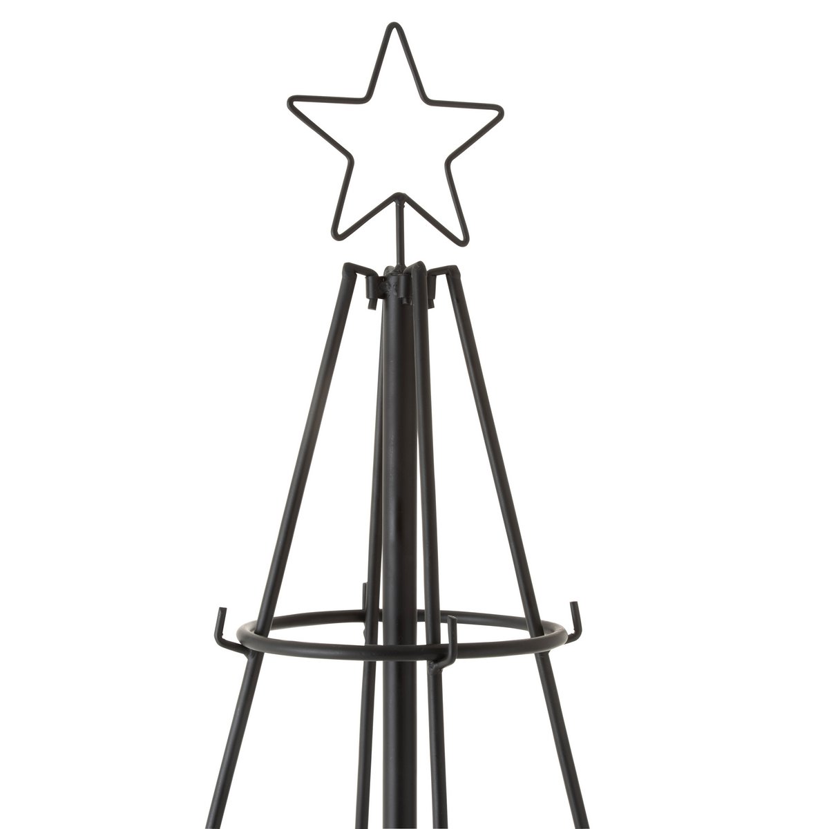 Zoom sur la finition du tréle de Noël en métal noir