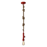 Pendent lampe "Regia", métal rouge, corde de chanvre, version E27, éclairage pour le salon, salle de jeunesse ou bureau
