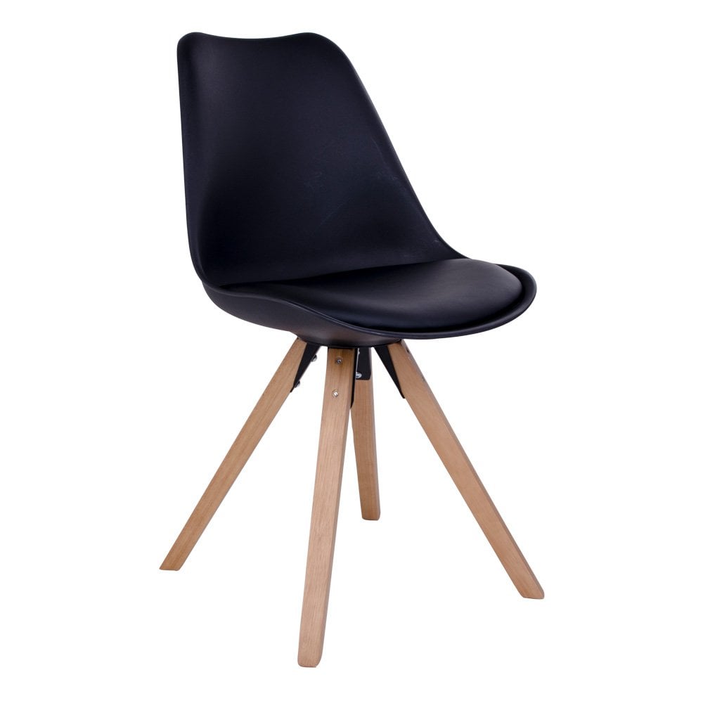 Chaise de salle à manger Bergen en cuir PU noir vue de face
