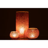 Vase J-Line Mosaic Round, mise en scène avec des fleurs