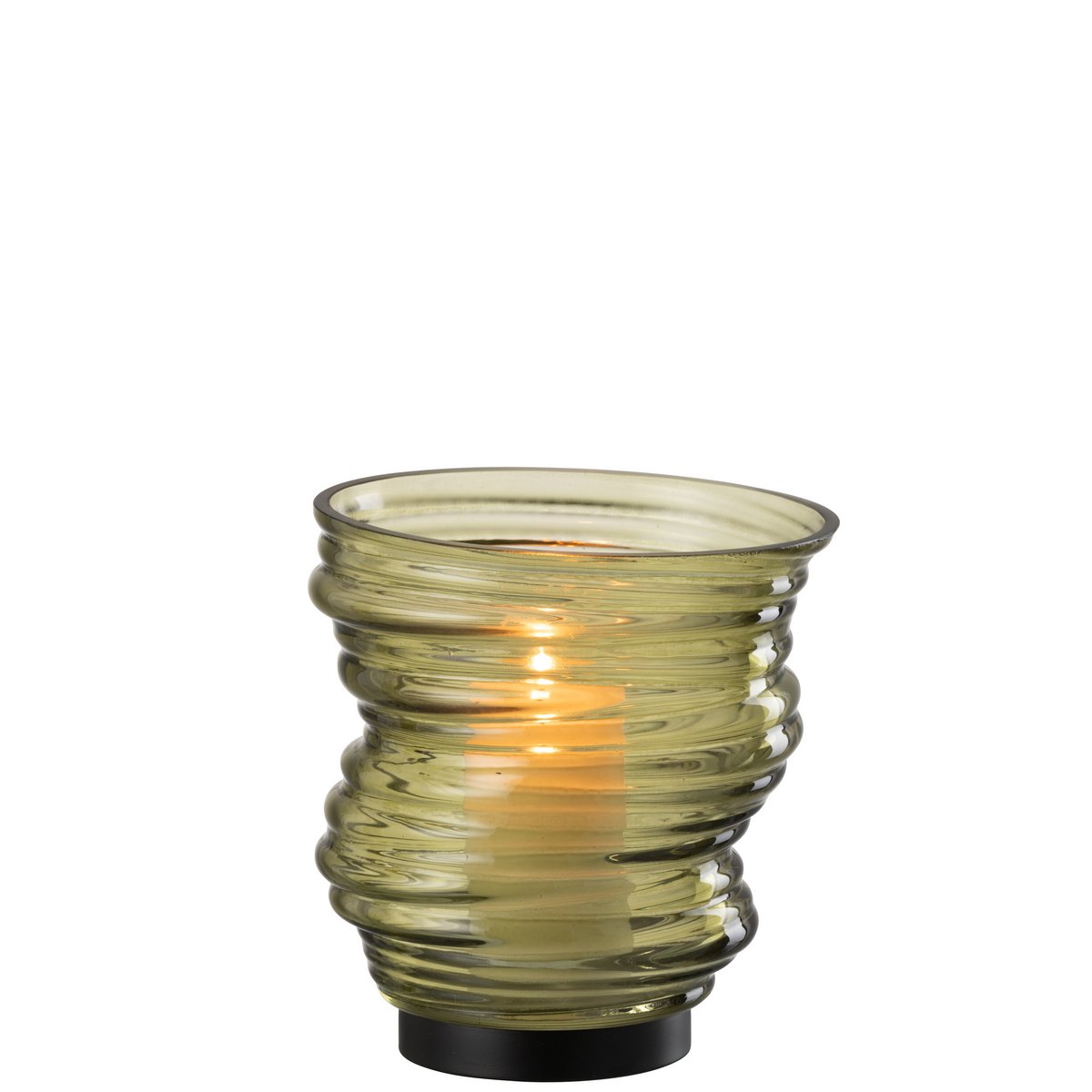 Vase Tornado en verre vert, design moderne et élégant