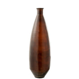 Vase J-Line en verre brun, vue de profil montrant la hauteur et la forme ovale
