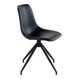 Détail du siège rembourré en cuir PU noir de la chaise Monaco